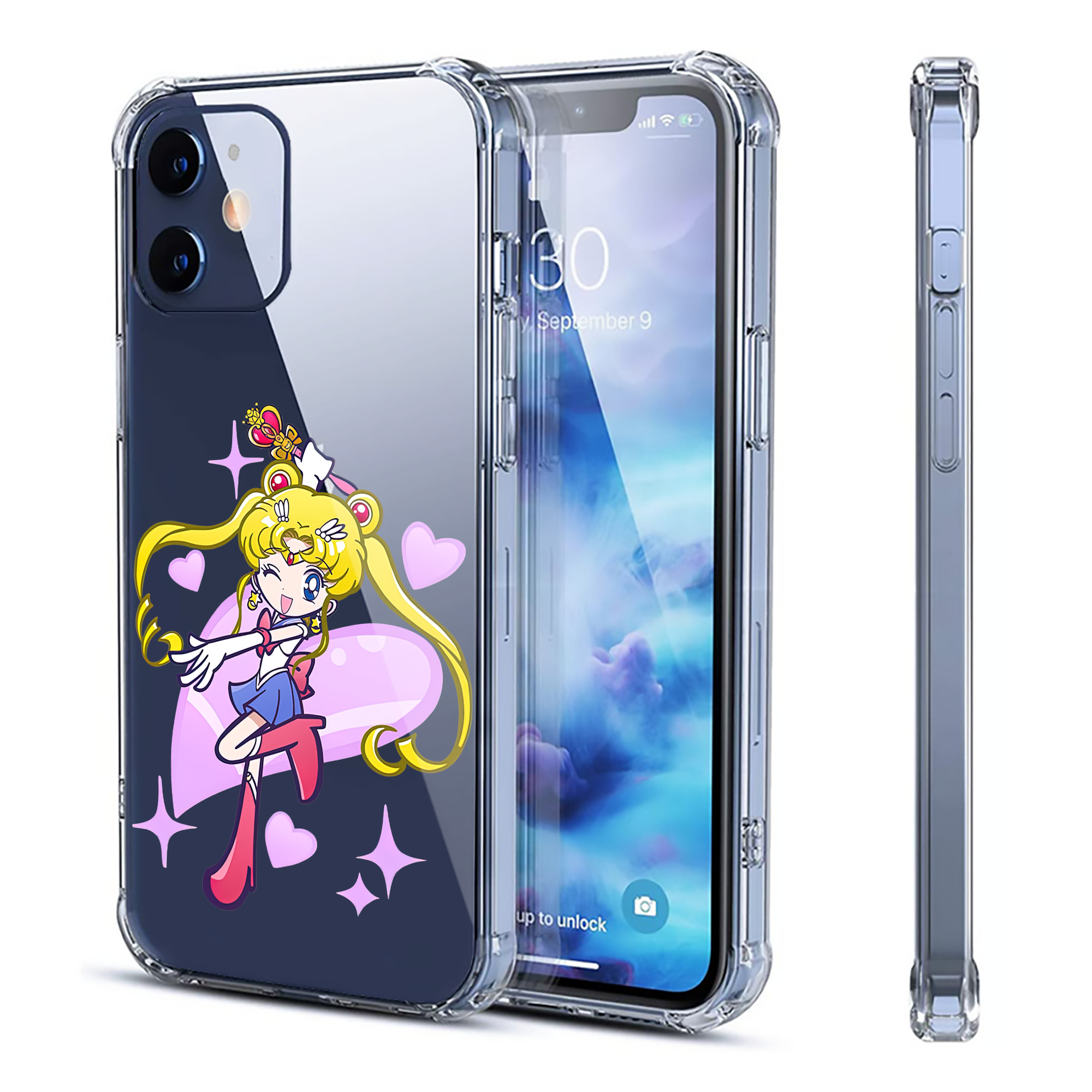（画像用） 美少女戦士セーラームーン 月野 うさぎ つきの うさぎ Sailor Moon Tsukino Usagi 【iPhone 12シリーズ対応】透明スマホケース（クリアソフトケース）
